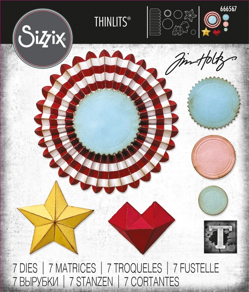 New Retired Sizzix Thinlits 7pc Rosettes #666567 Retail $20.99 Tim Holtz Vault