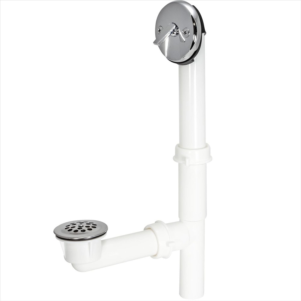 1-1/2 Inch Trip-Lever Bath Tub Drain Kit, 2-Hole Overflow Plate with Plastic Str