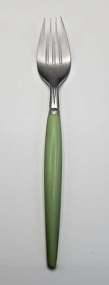 Vintage CASTLE Stainless Flatware Dinner Fork Jade Green Handle ~ Japan