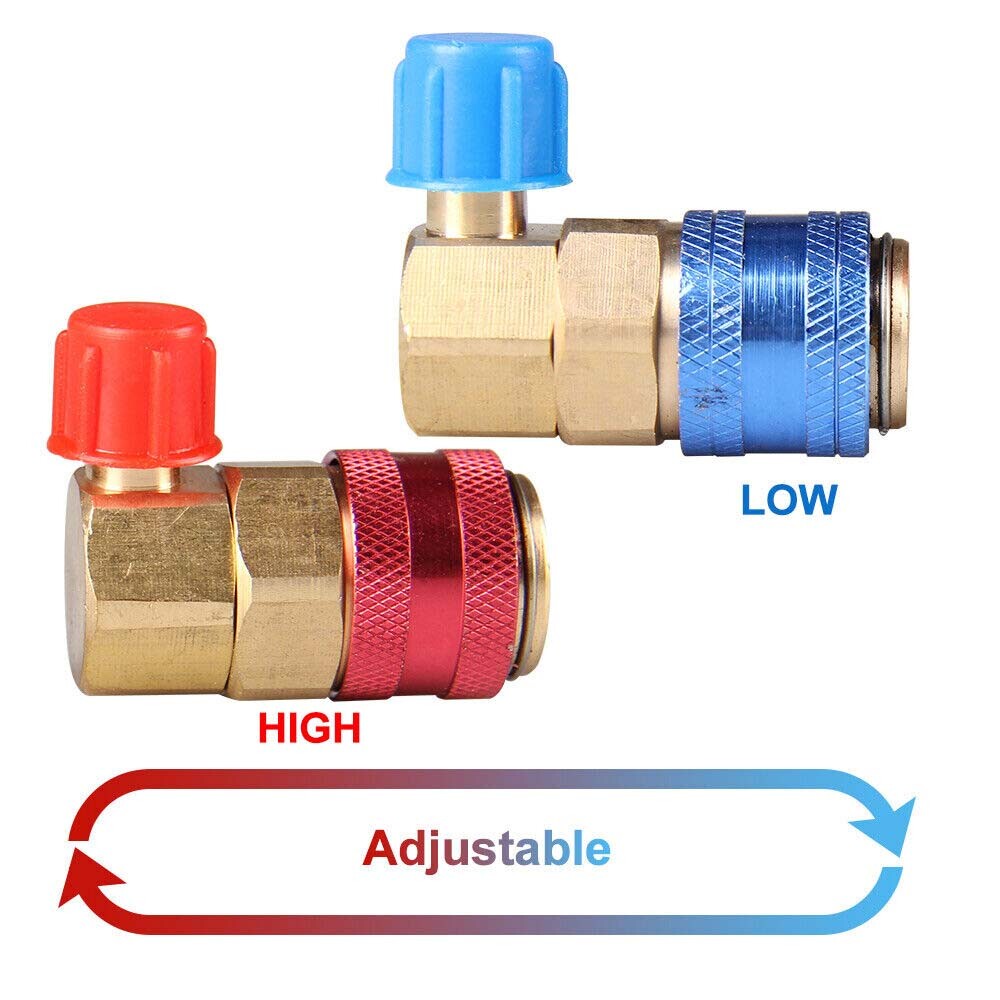 2Pc High Low HVAC AC Quick Coupler Adapter Fitting Manifold Gauge Conversion Kit