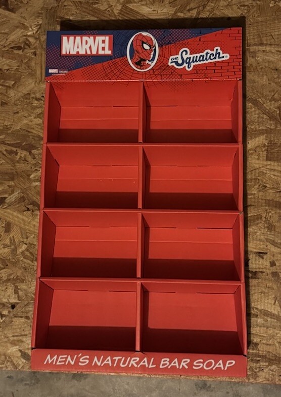 Spiderman Dr. Squatch Retail sidekick display, Super Rare!