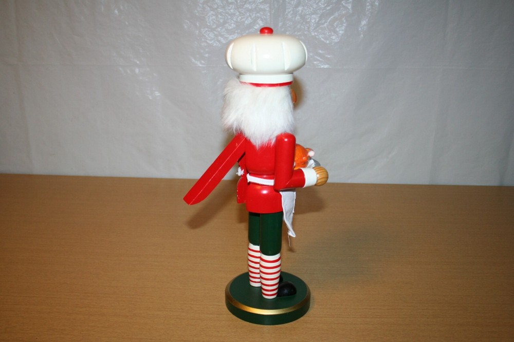 Wooden Chef Nutcracker Holding a Tray with a Turkey
