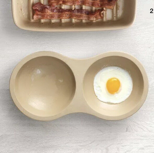 PAMPERED CHEF Microwave Double Egg Stoneware Cooker #5151