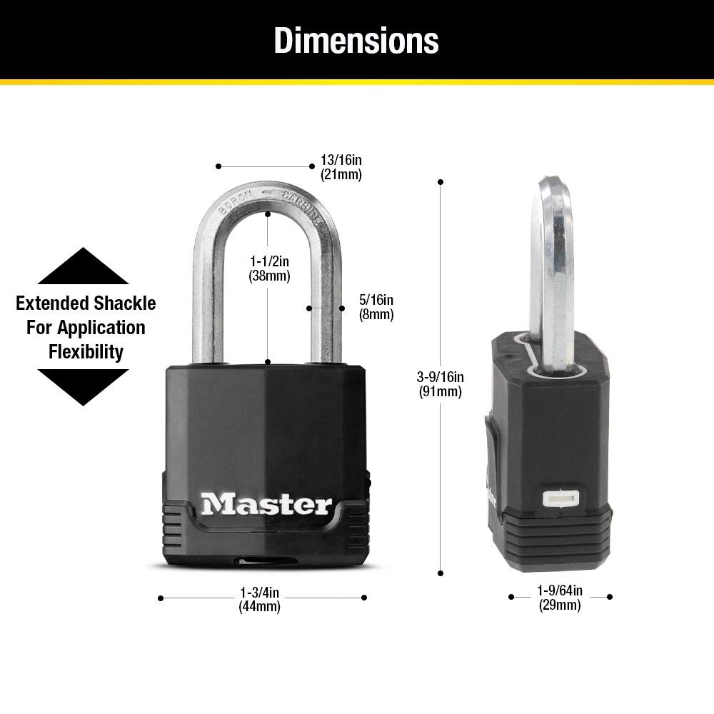 Master Lock Black Magnum Keyed-Alike Padlocks with 3 Pack, and Silver