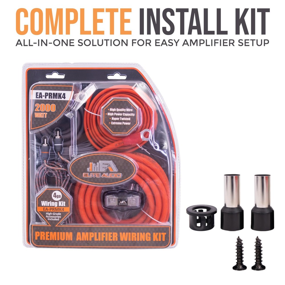 Elite Audio Premium 4 Gauge CCA Amplifier 4 (Mini-ANL), Orange