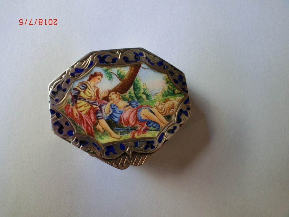 Vintage Italian 800 Silver Enameled Box