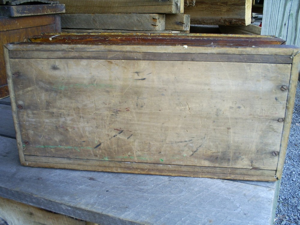 Antique Painted Chest Trunk Tool Box Primitive AAFA