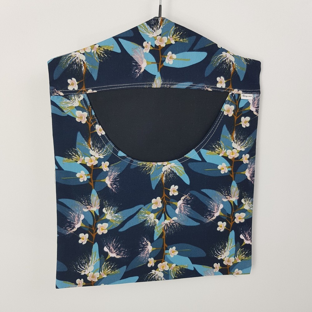 Peg Bag Handmade Navy Blue Floral Patterned Lined Laundry Clothes Peg Holder