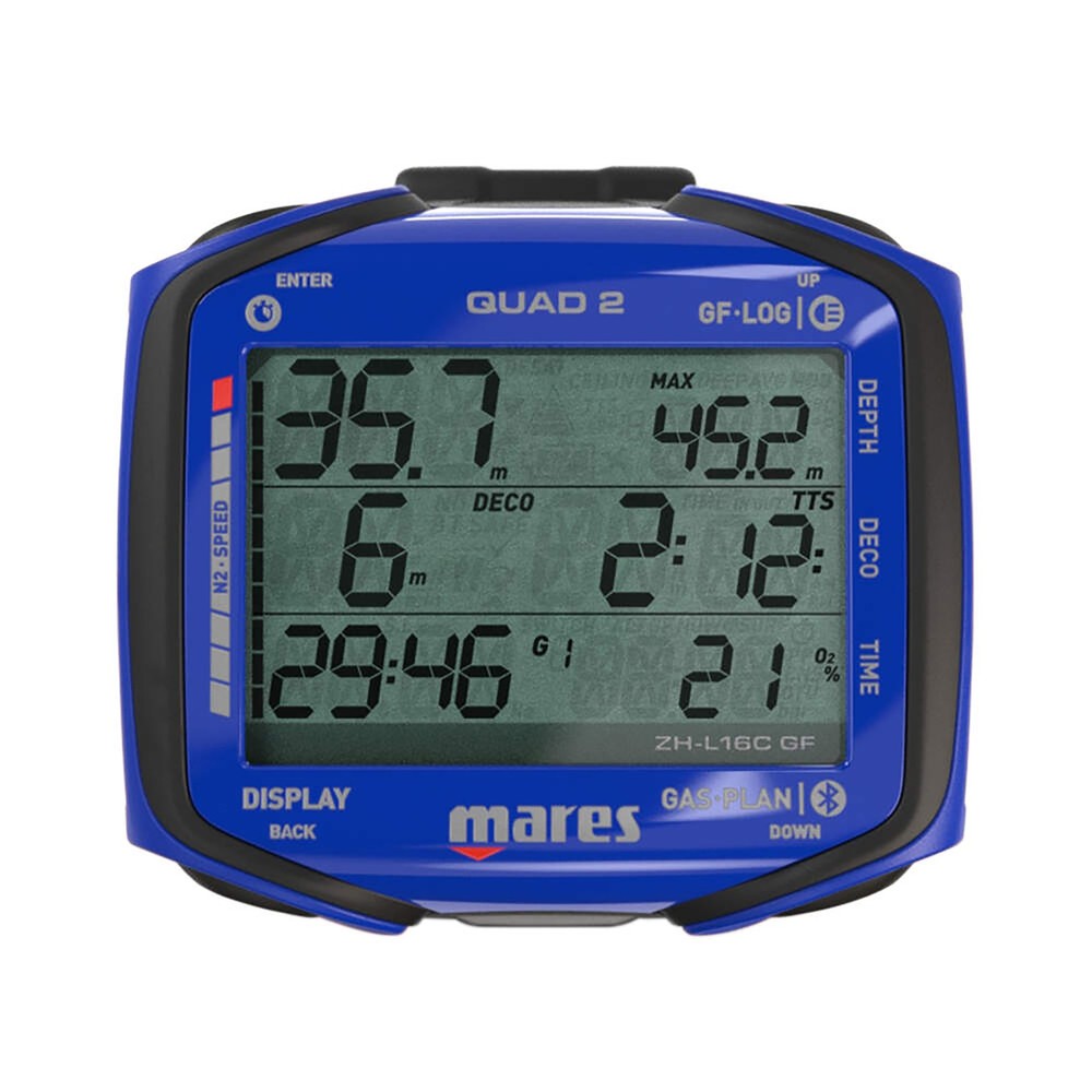 Mares Quad 2 Dive Computer - Precision, Multi-Gas Support, 100-Hour Logbook,