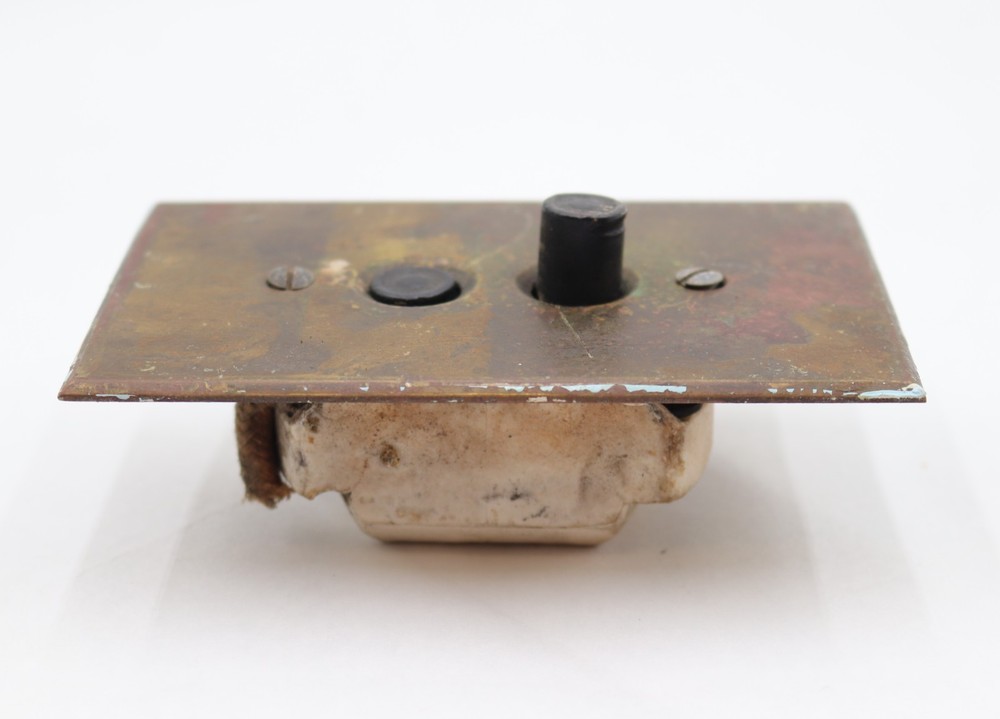 Vintage Two Push Buttons Brass Switch Plate