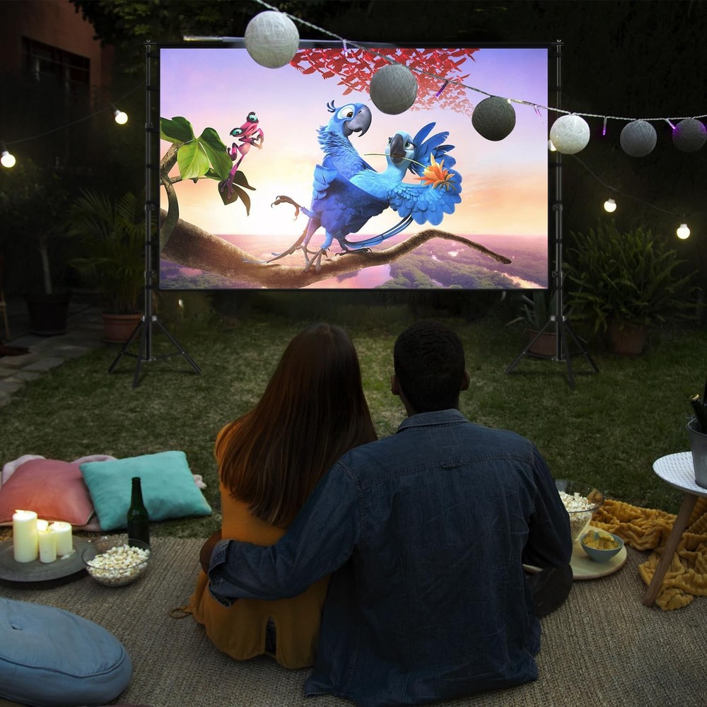 Projector Screen with Stand, 150 inch Portable and Foldable Projection Screen...