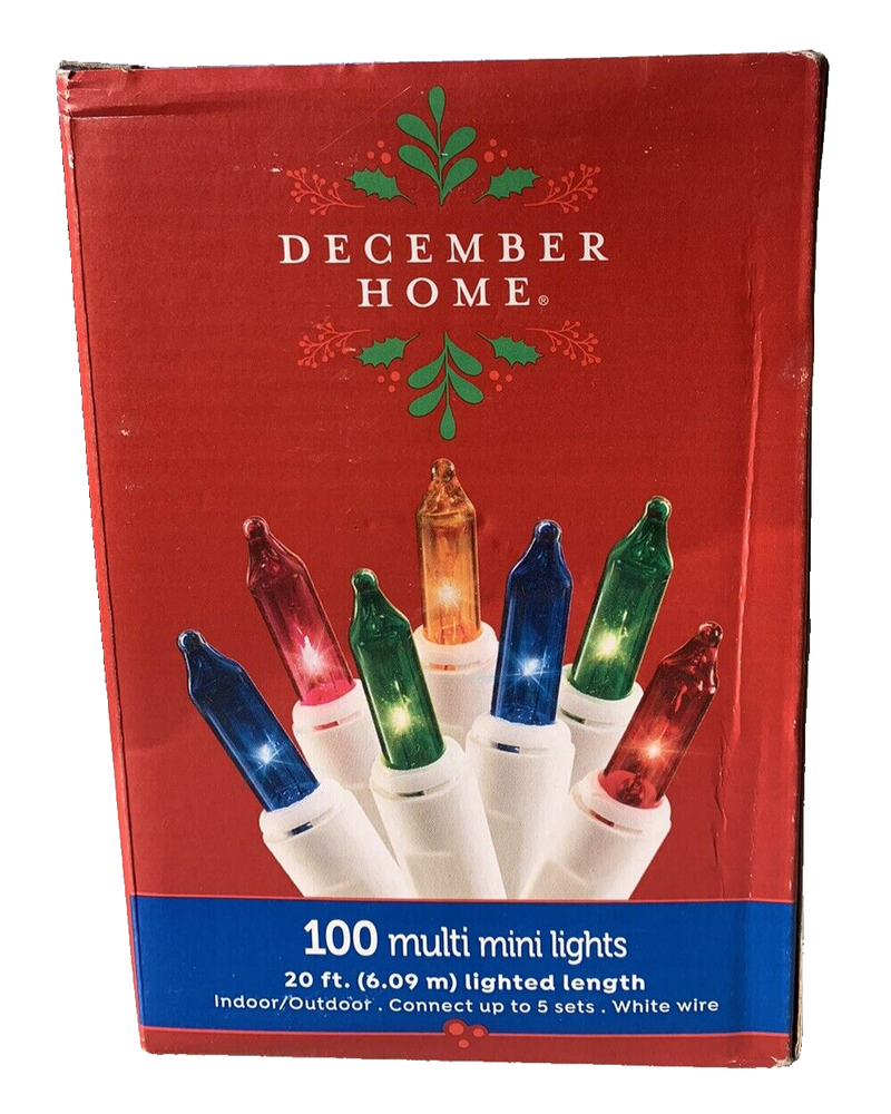 MultiColor Mini Lights String 100 Count WHITE Wire Christmas Incandescent 20'