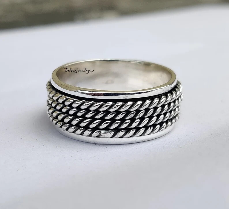 925 Solid Sterling Silver Ring , Spinner Ring , Handmade Ring , Men ,  All size