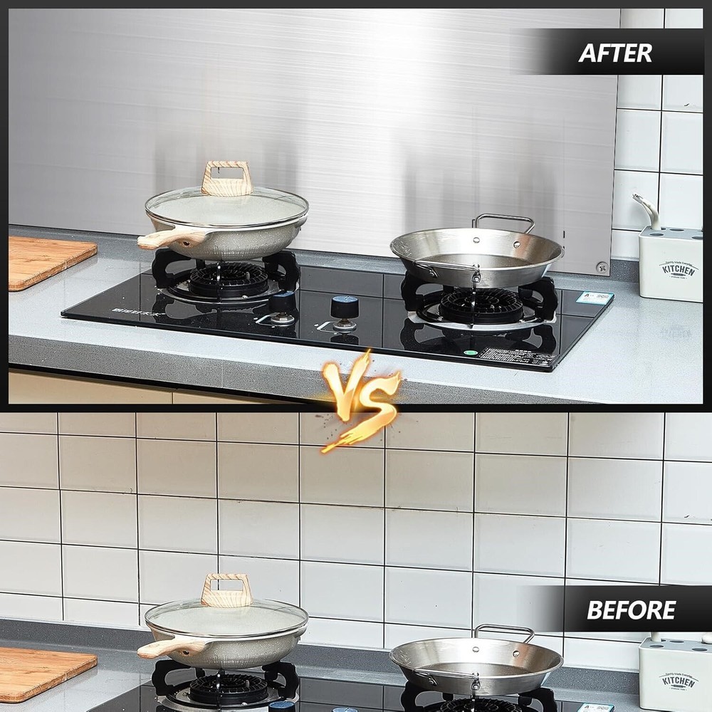 Kitchen Backsplash Stainless Steel Stove Back Wall Protector Panel Guard Board