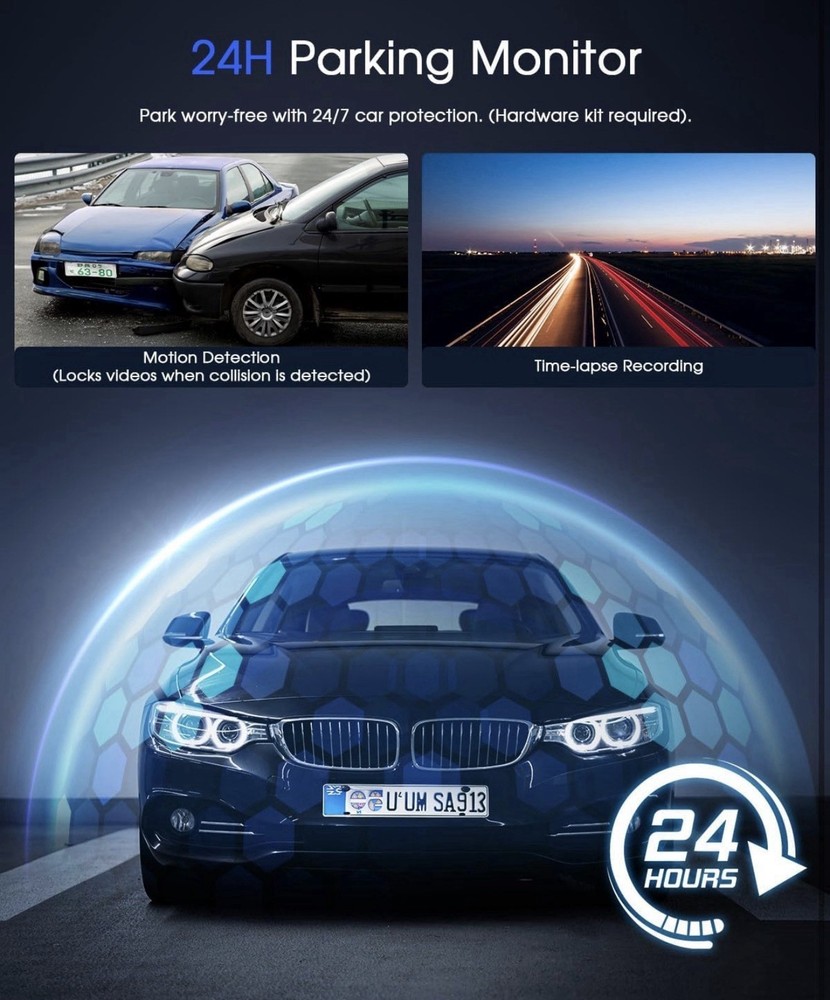 Dash Cam 2K, WiFi Dashcams with APP, External GPS, 1.5'' IPS Screen, Front Dash