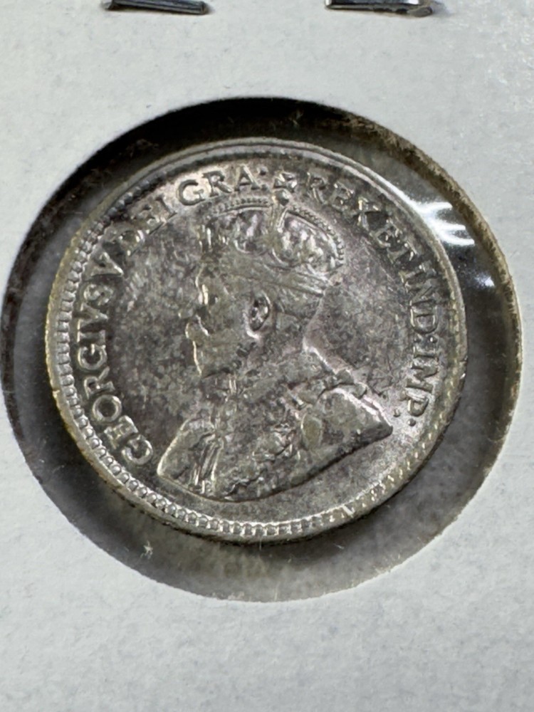 1920 Canada 5 Cents Small Silver Coin Cleaned