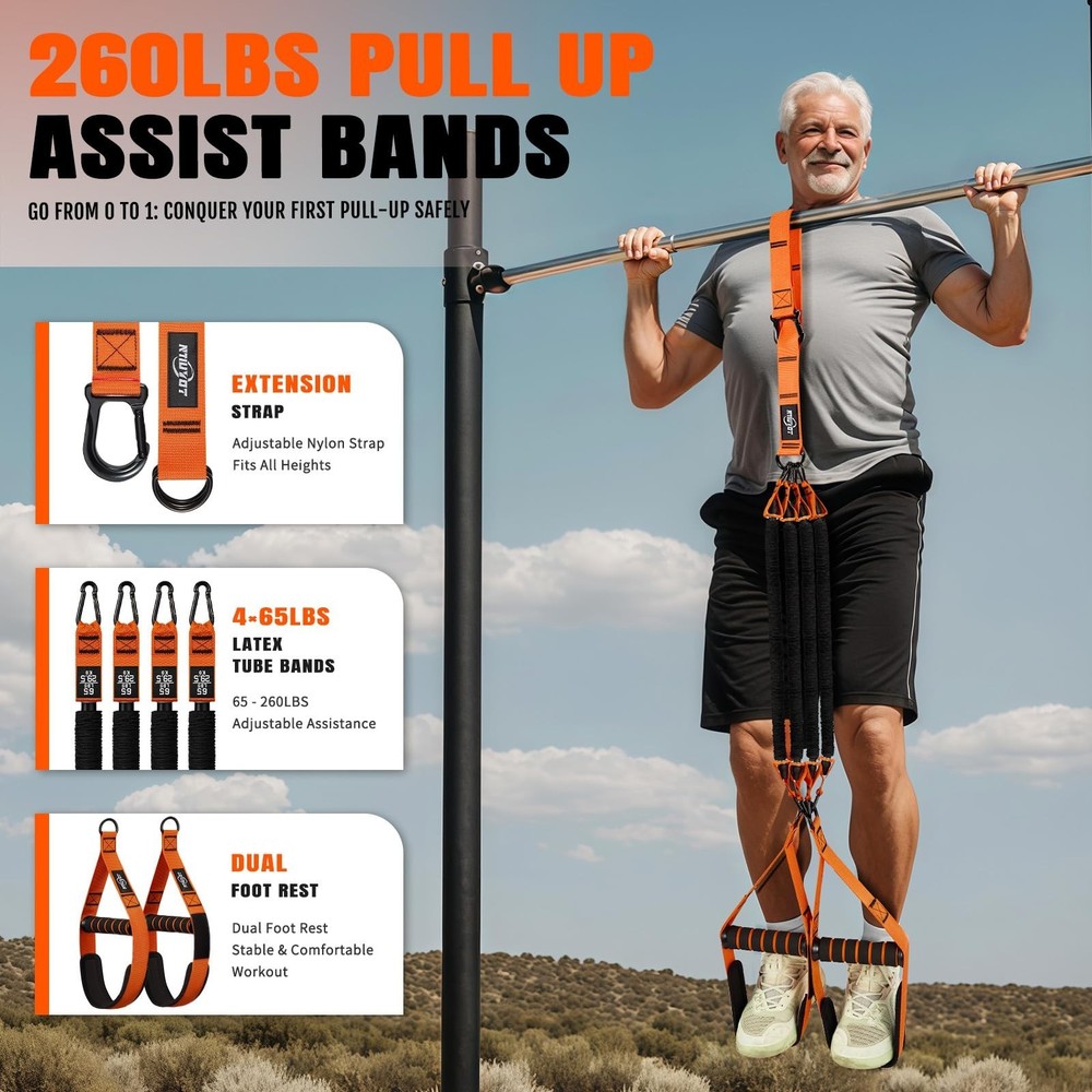 Pull Up Bands, Heavy Duty Resistance Bands with Handle, Workout Ban... Fast Ship