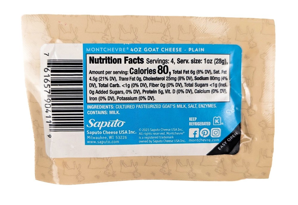 Montchevre Plain Goat Cheese 4oz (Pack of 4)