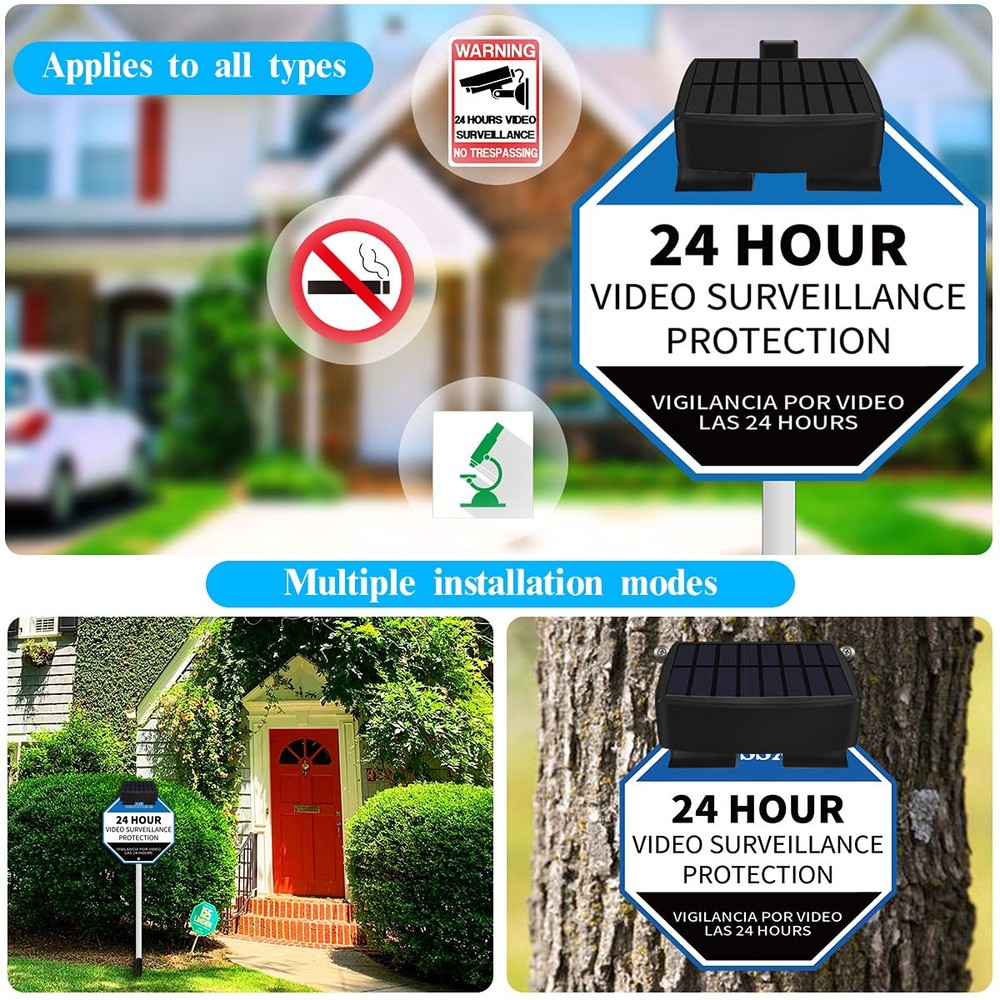 Solar Power Deck LED Light Clip-On Yard Security Sign Spotlight (Large Capaci