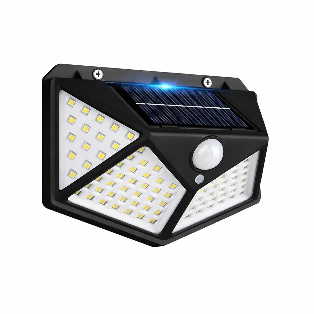 Solar Powered 100 LED Motion Sensor Wall Light, Waterproof Outdoor Security Lamp