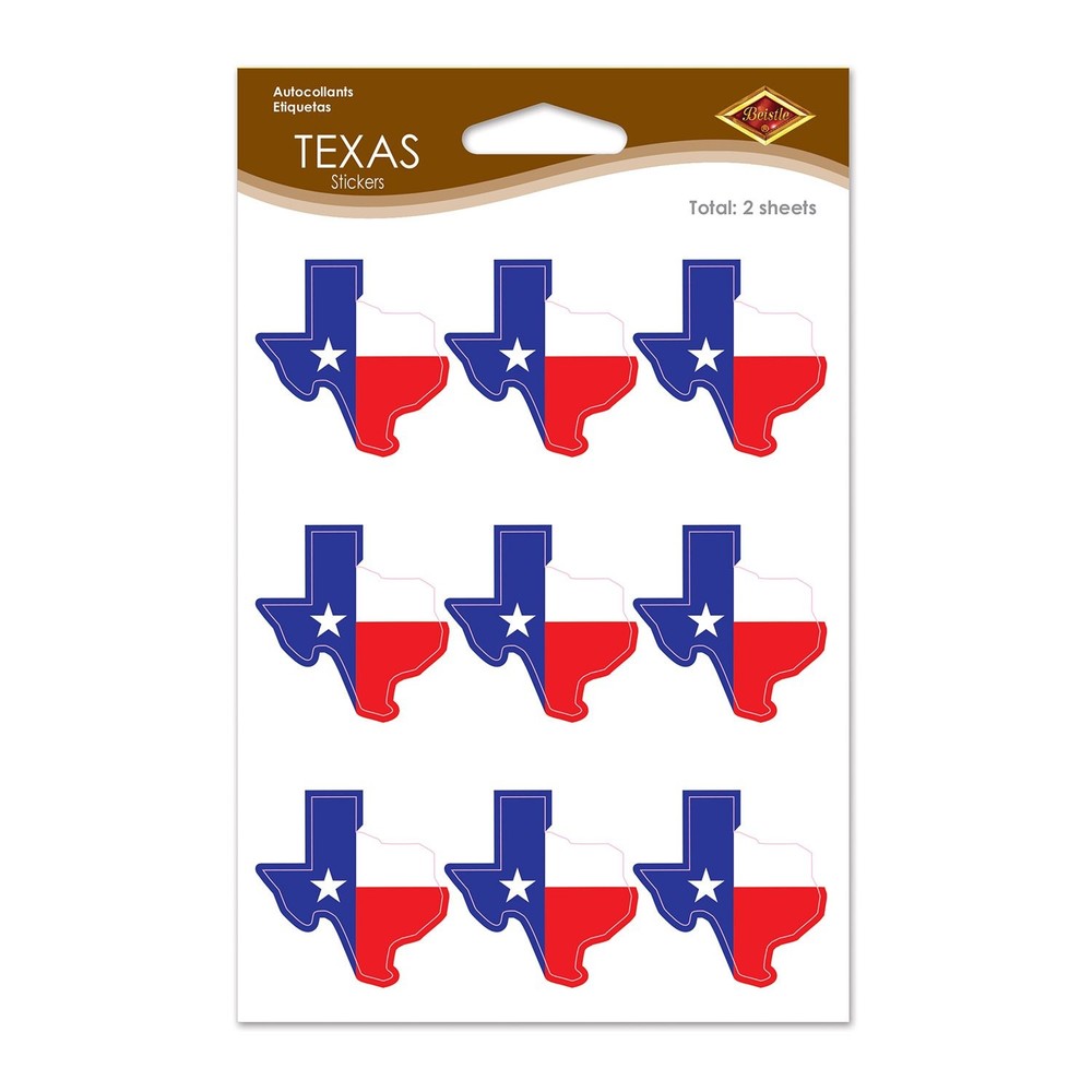 Beistle Texas Stickers 2 Sheets Package White 25 inches 1 Functional Standard