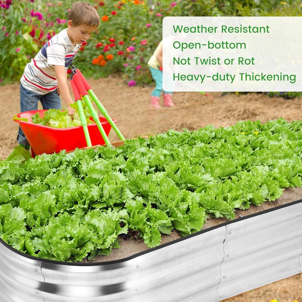 GRAVEE 2 Pack Galvanized Raised Garden Bed 4.5x2x1ft Planter Boxes Vegetables