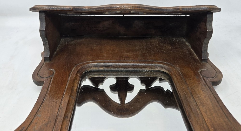 Vintage Chippendale Mirror w Cut Rococo Scrollwork & Storage Compartment Wood 2'