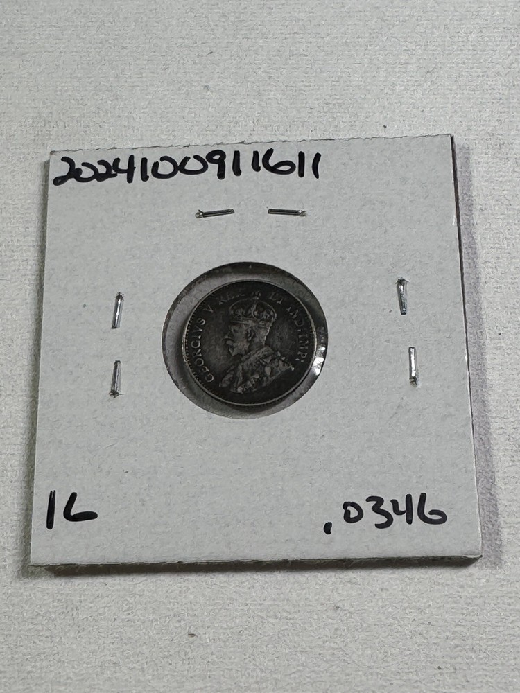 1911 Canada 5 Cents Small Silver Coin Cleaned