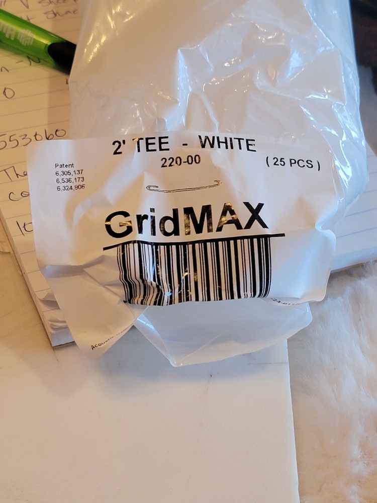 Grid Max 2' Tee Use With 15/16"W Grid White 25/Pack