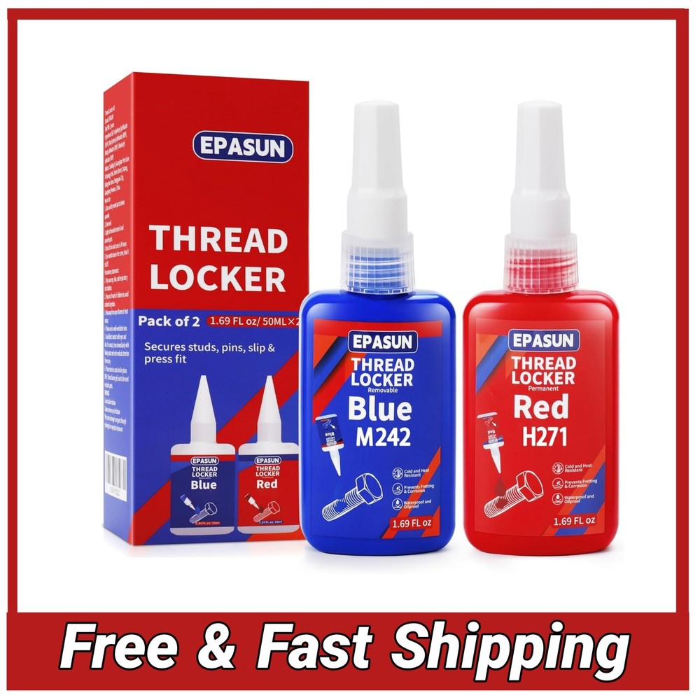 Threadlocker Blue & Red Set – Medium & Strong Strength, 50ml Each