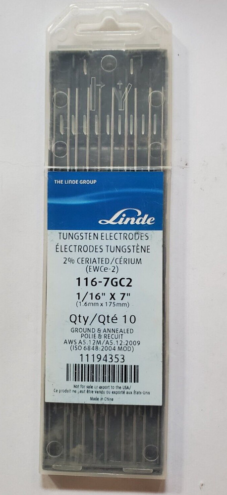 tungsten electrodes 2%- 1/16x7 - grey tip