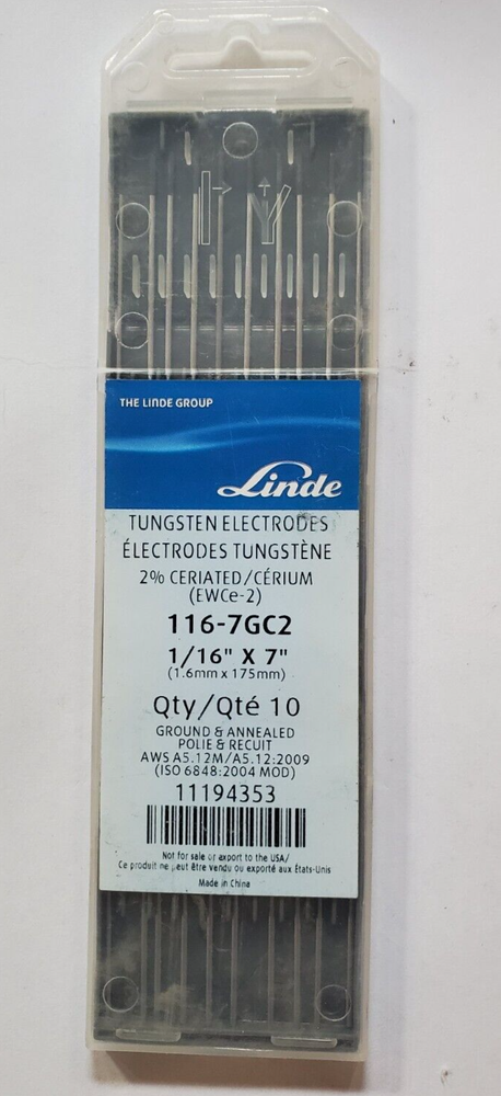 tungsten electrodes 2%- 1/16x7 - grey tip