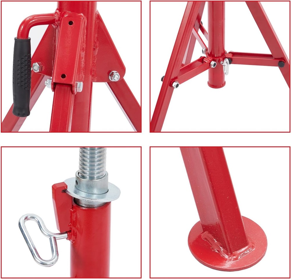 Roller Head Pipe Stand Foldable Jack Stand 28"-52" Height 12 in Load 2500 lbs