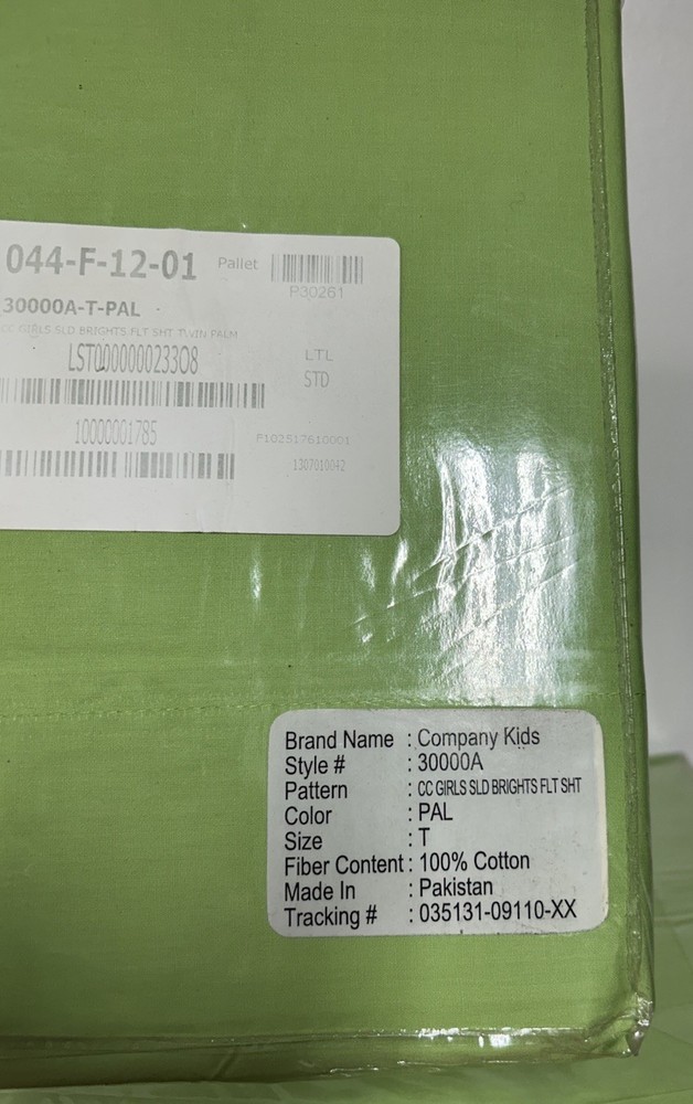 TheCompany Store Solid Sheets TWIN 100% Cotton Percale Palm Green