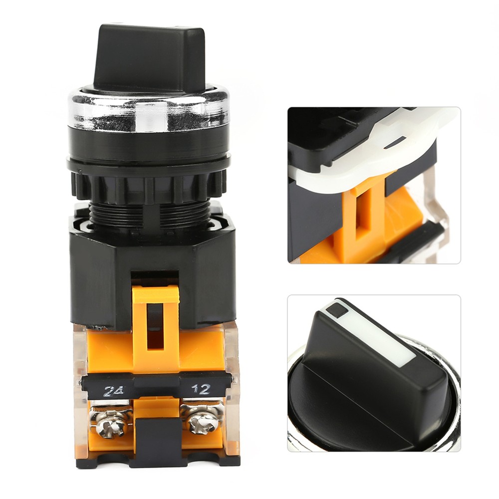 22mm Round Selector Switch 2 Positions NC + NO Self Locking❀
