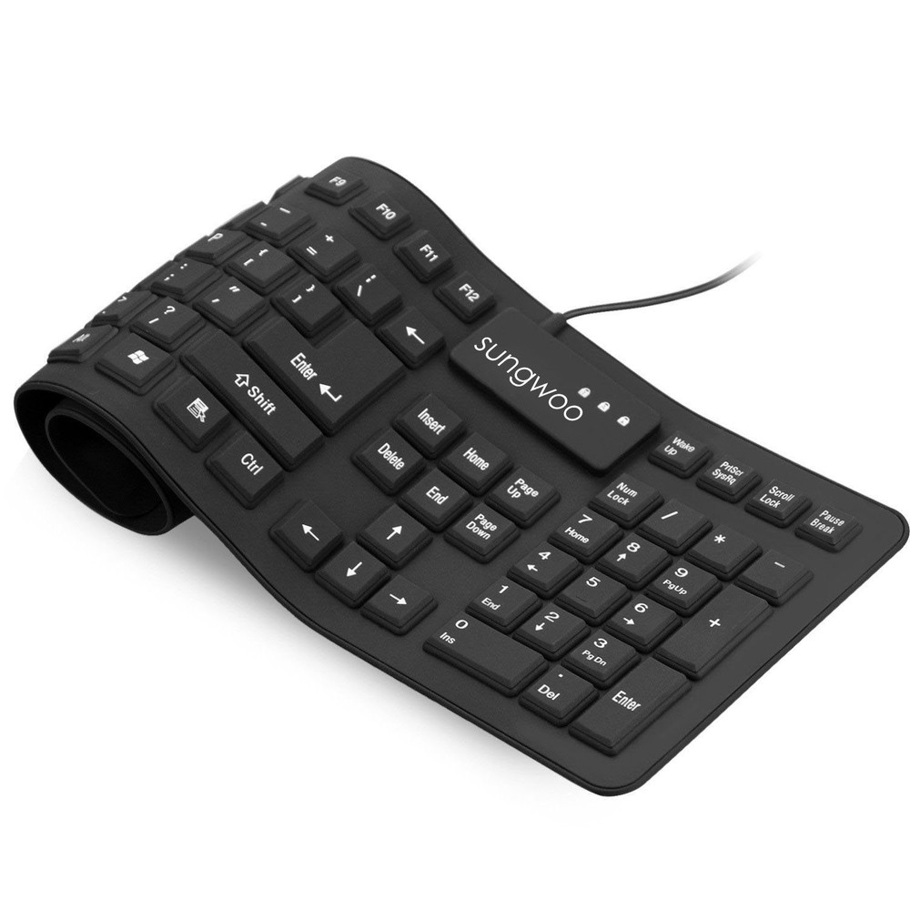 Sungwoo Foldable Silicone USB Wired Standard Waterproof Rollup Keyboard for P...