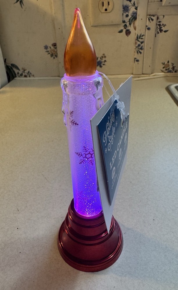 Plastic LED Lighted Blinking Candle Red Base NEW