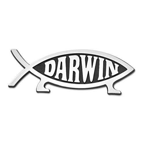 Darwin Fish Chrome Emblem Magnet - 3 1/4" x 1 1/8" Silver