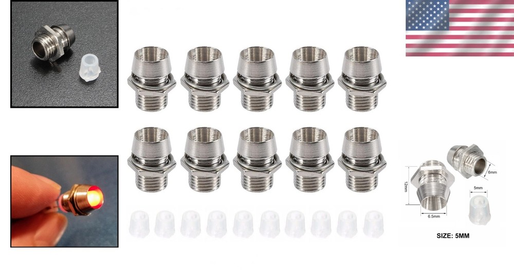 Heavy-Duty Chrome 5mm LED Holders - 30PCS Reusable Panel Display Sockets