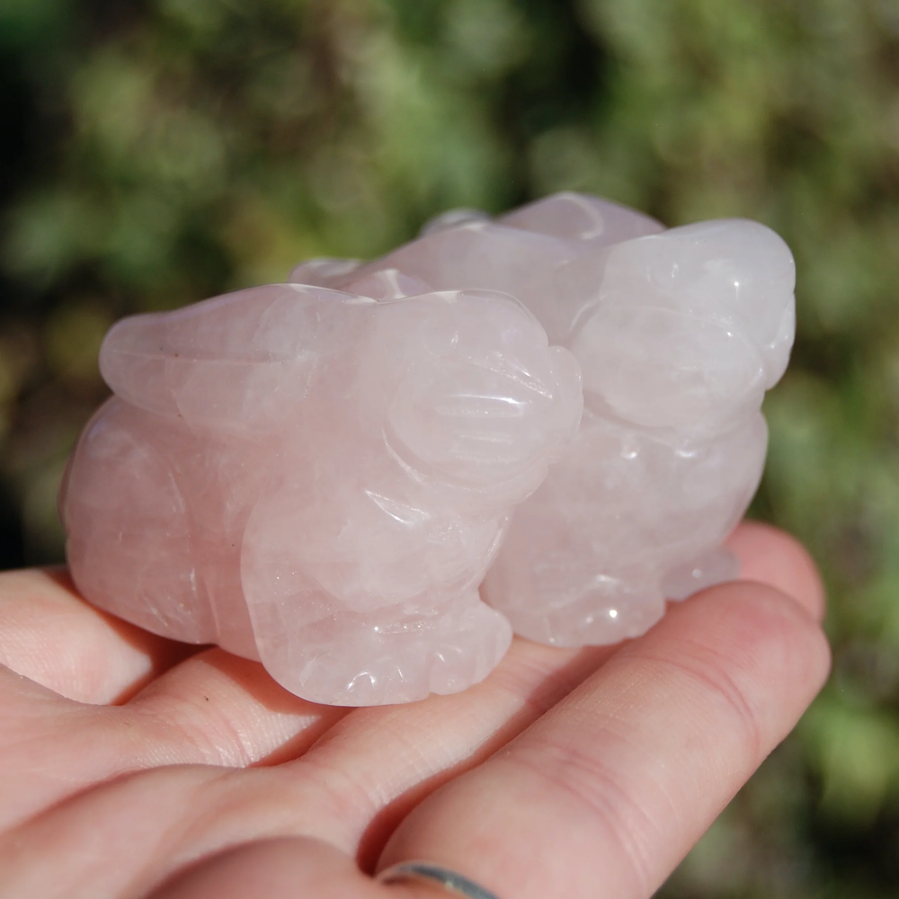 2in Rose Quartz Carved Crystal Rabbit