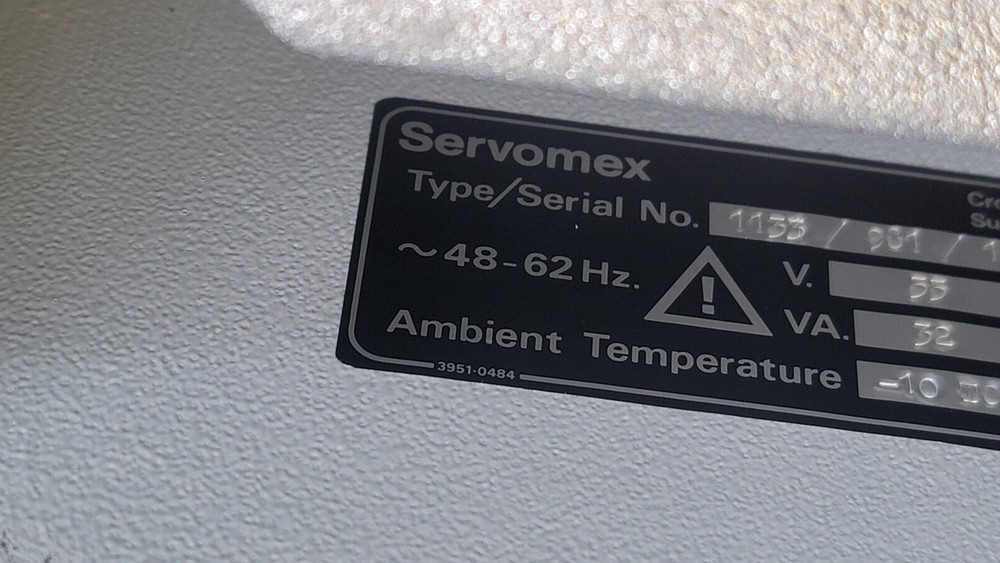 SERVOMEX PARAMAGNETIC OXYGEN 1100 SERIES TRANSDUCER UNIT TYPE 1133 USED