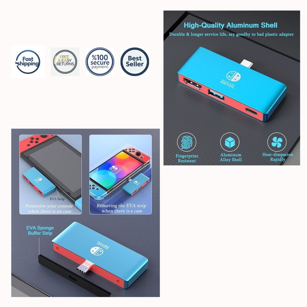 4K HMDI Dock for Nintendo Switch OLED USB-C TV Mode PD Charging