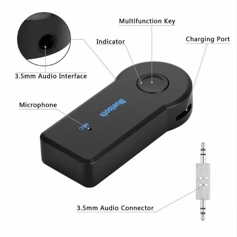 Bluetooth Transmitter Receiver Wireless Adapter: 3.5mm Aux Jack Stereo Audio ...