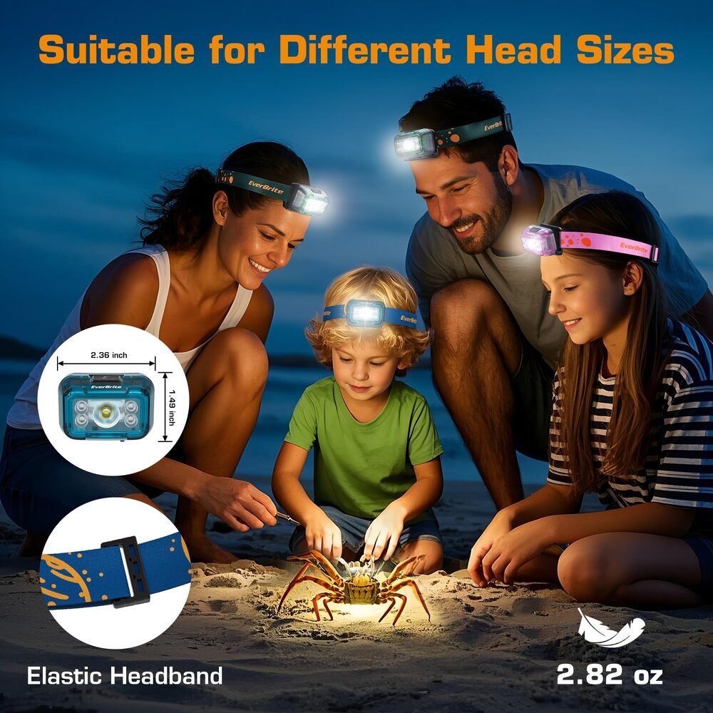 EverBrite 2 Pack LED Headlamp USB Rechargeable Headlight 5 Modes 120° Adjustable
