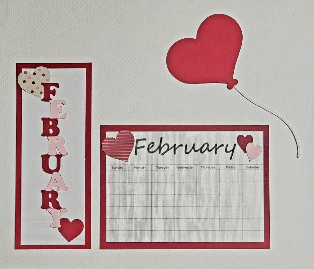 February Calendar Set. Scrapbook, Card making Paper Piecing