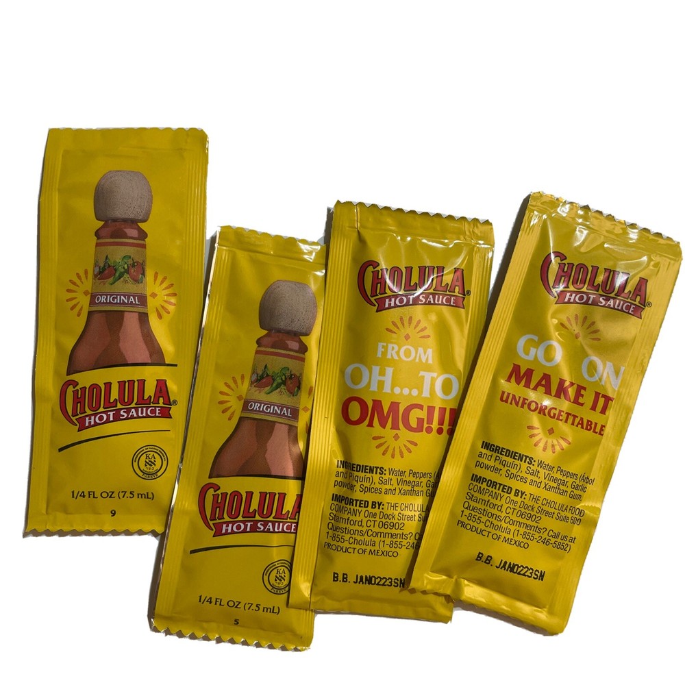 Cholula Hot Sauce Packets, 7.5 mL Individual Serving Packets 10 Ct
