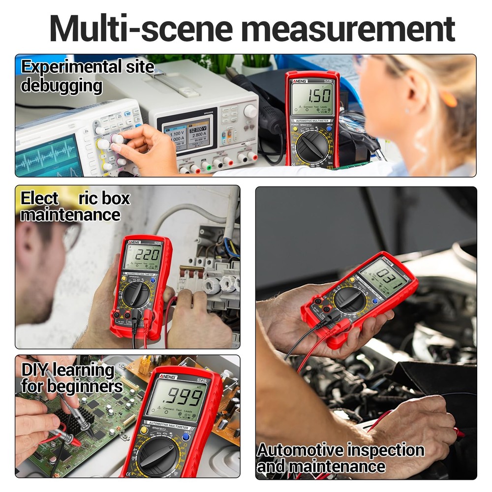 ANENG SZ26 Multimeter,Digital Automotive Engine Analyzer with Small, Red