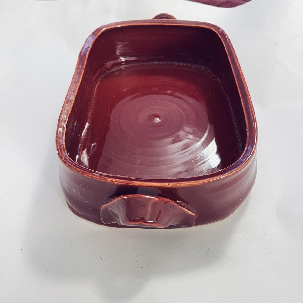 Handmade Rectangular Ceramic Baking Dish 10x7 Red Pottery Ovenware Rustic