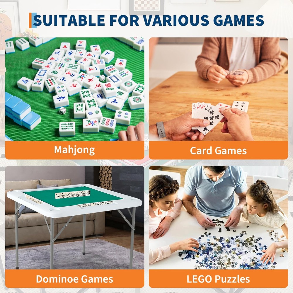 35.4 Mahjong Table Folding 4 Player Game Table w Cup Holders