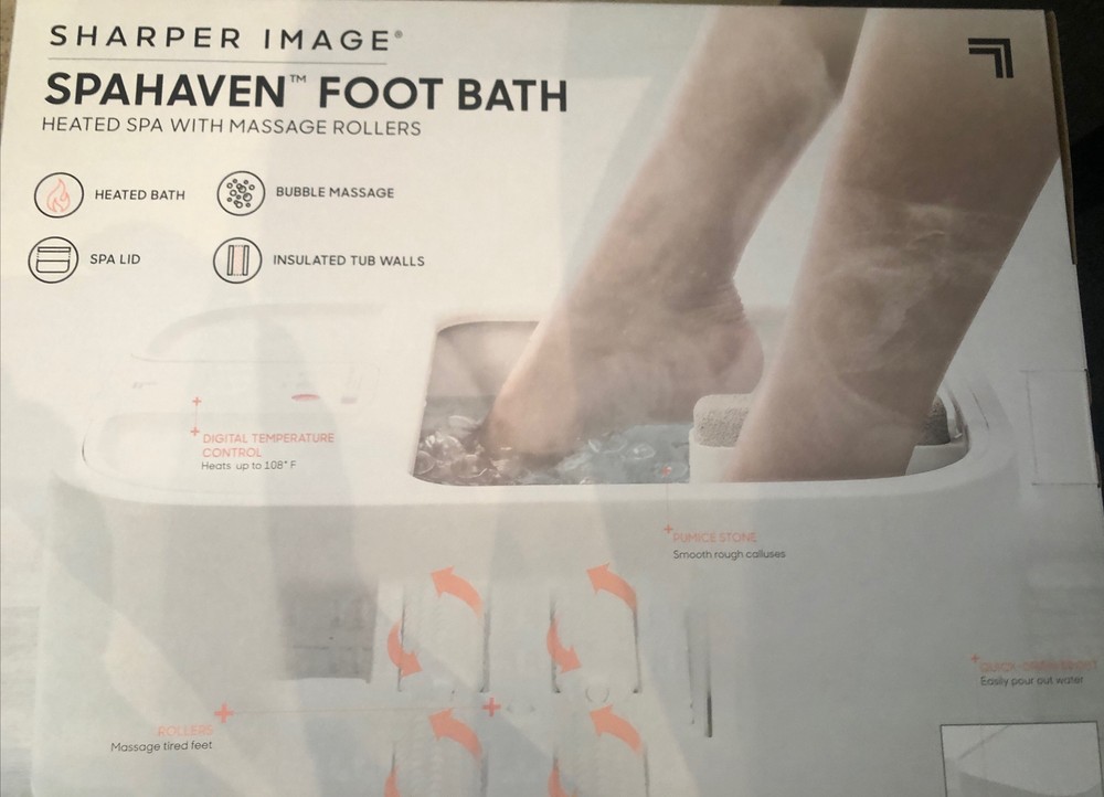 Sharper Image Spahaven Foot Bath Heated Spa With Massage Rollers